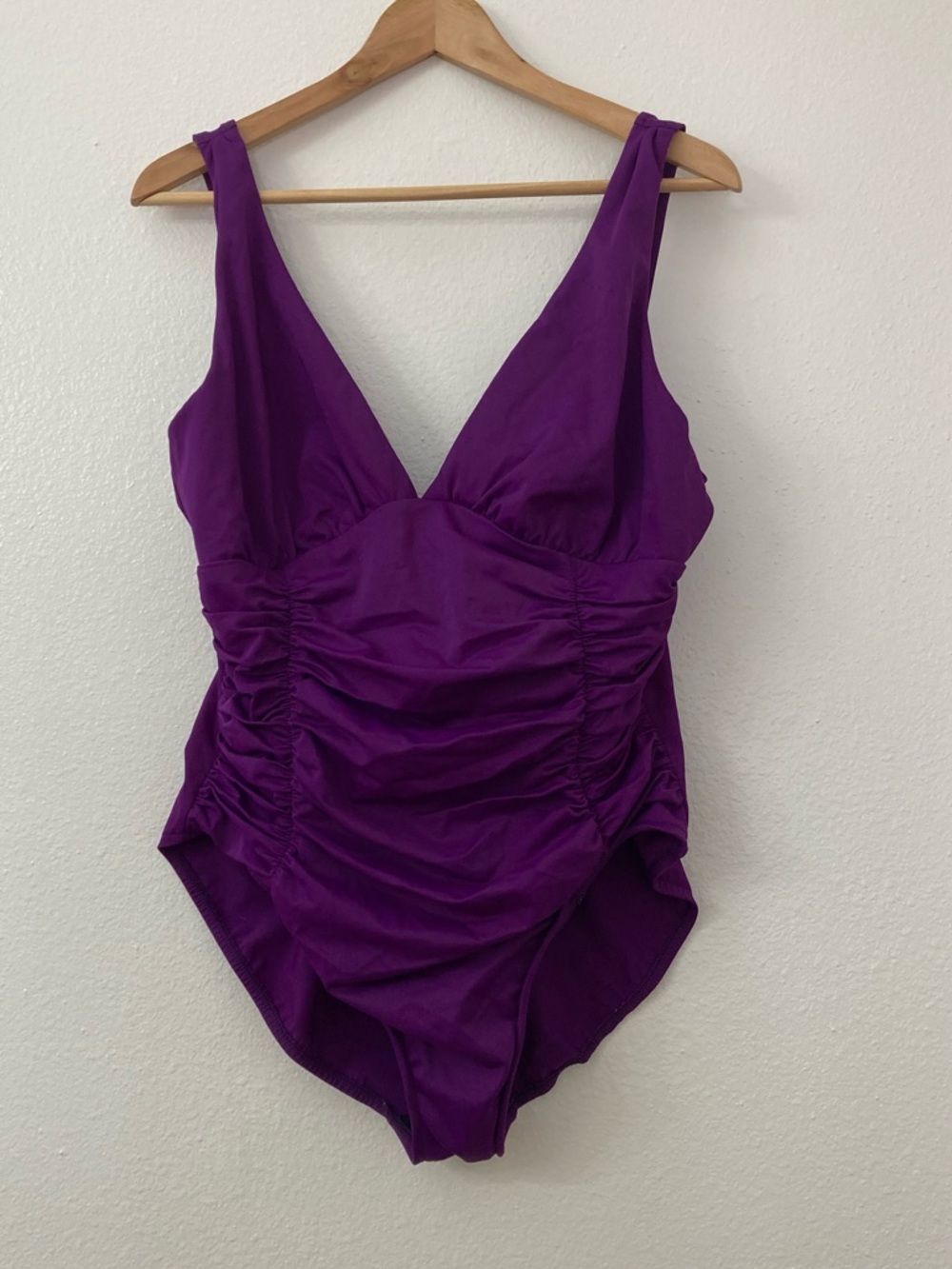 Miraclesuit Plum Purple Full- Coverage Slimming Ruching XL One-Piece Swimsuit